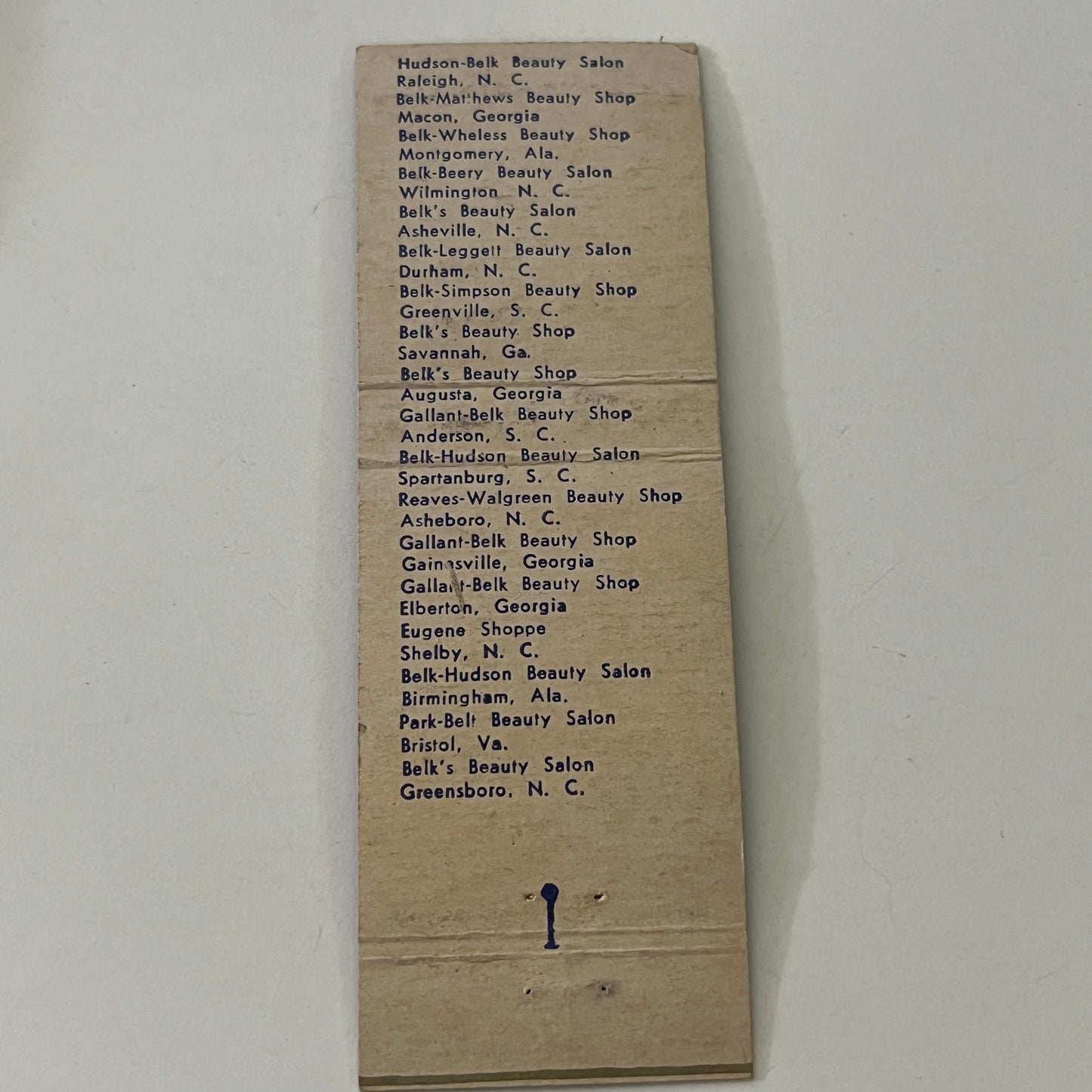 Belk's Beauty Salon Charlotte NC La Marick Salon Columbia SC Matchbook MB8-6