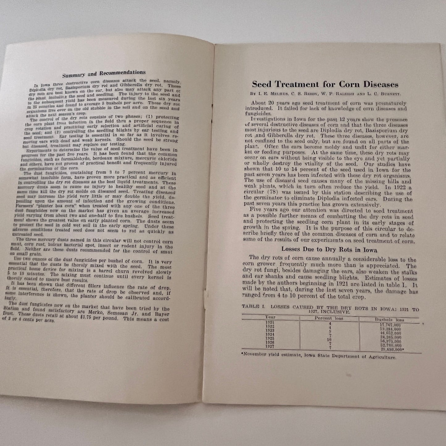 Seed Treatment for Corn Diseases 1928 Ames IA Farm Bulletin TK2-XB5