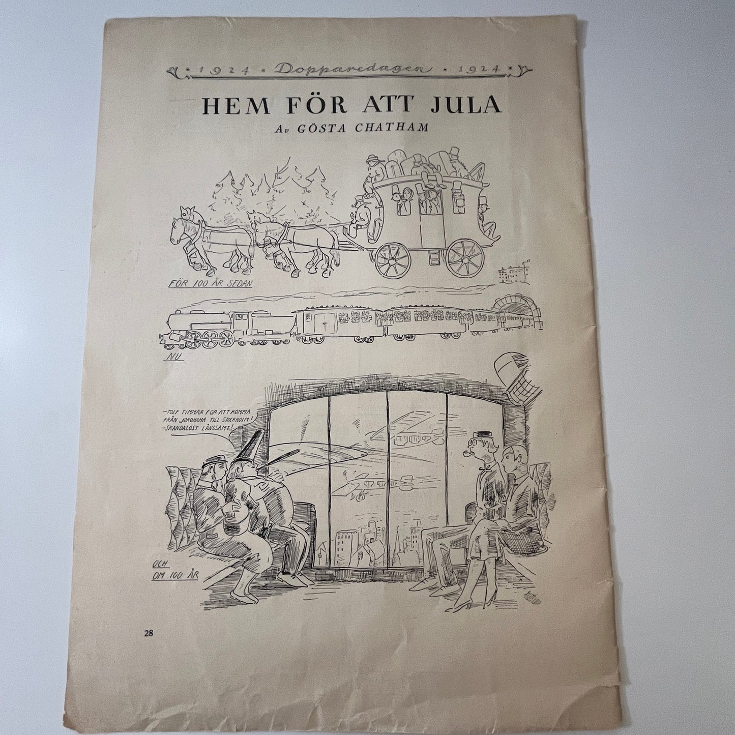Hem För Att Jula by Gösta Chatham Cartoon 1924 Swedish Story V27-4
