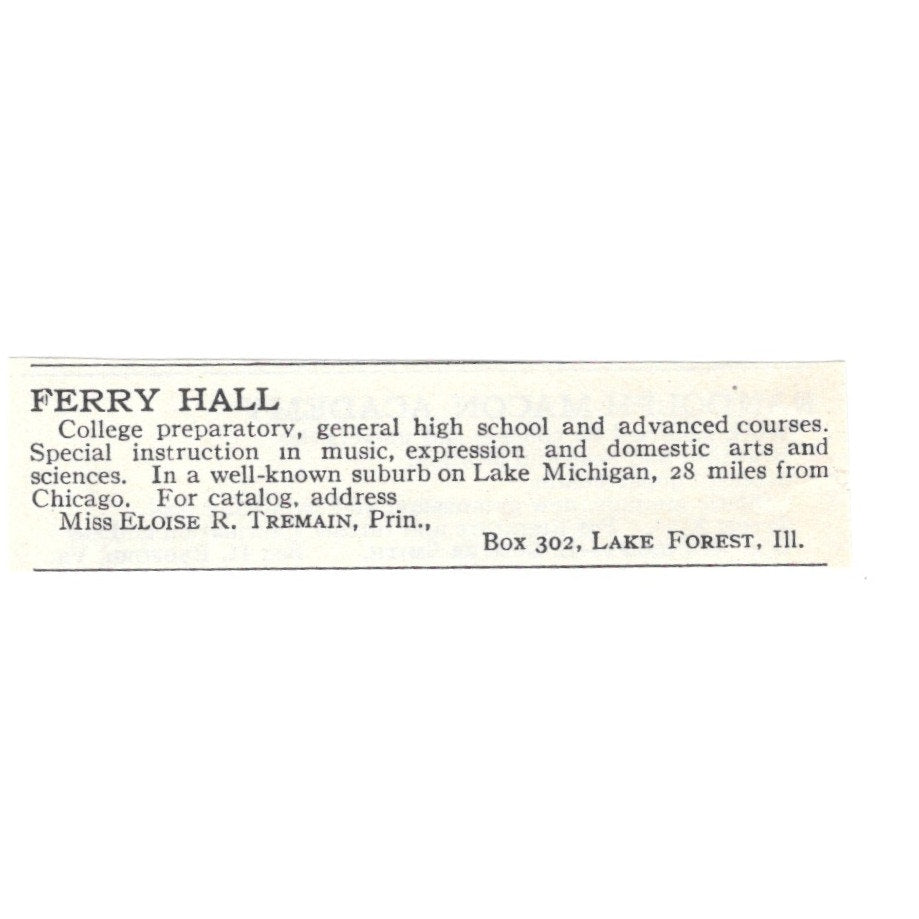 Perry Hall Eloise R Tremain Lake Forest IL 1924 Magazine Ad AD8-O9