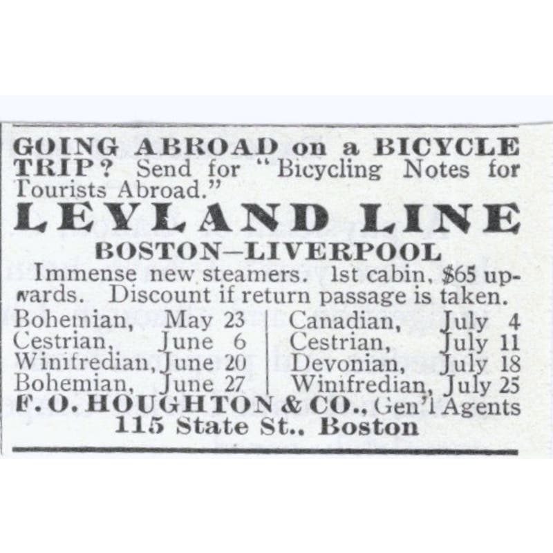 Leyland Line Bicycle Trip F.O Houghton & Co c1918 Original Advertisement AE5-SV3