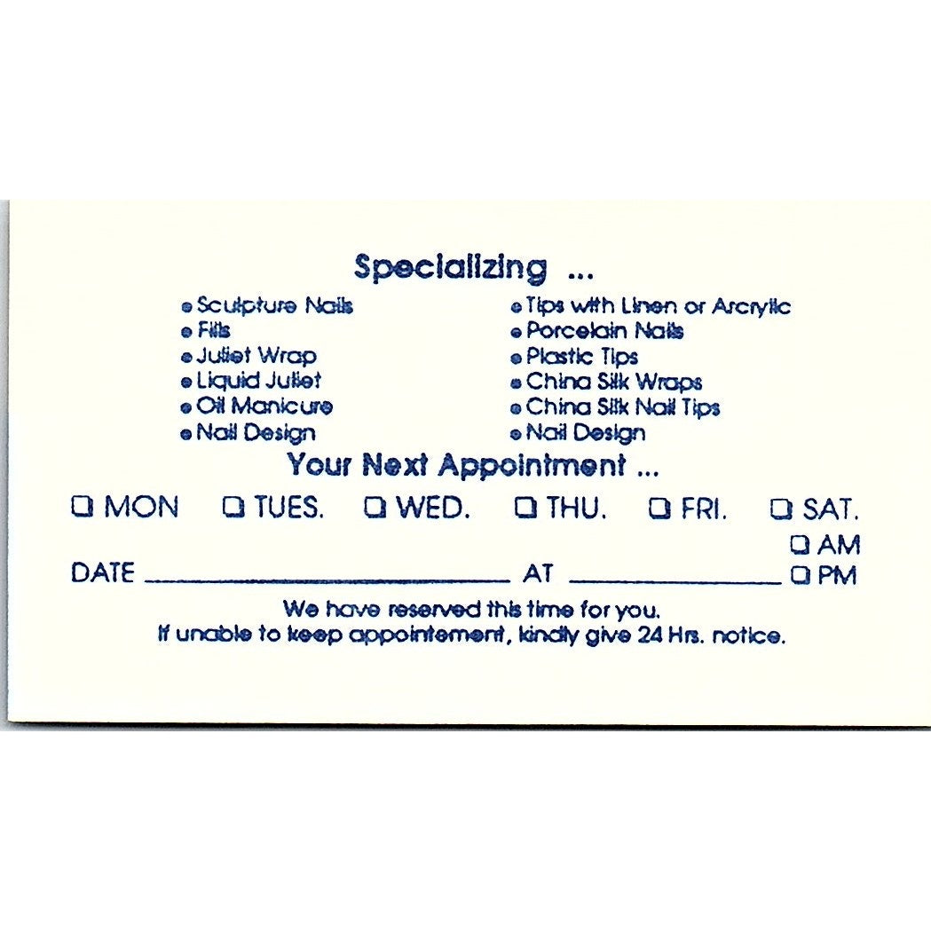 Best Nails Ladies & Gentlemen Temecula CA Vintage Business Card SC9-B10