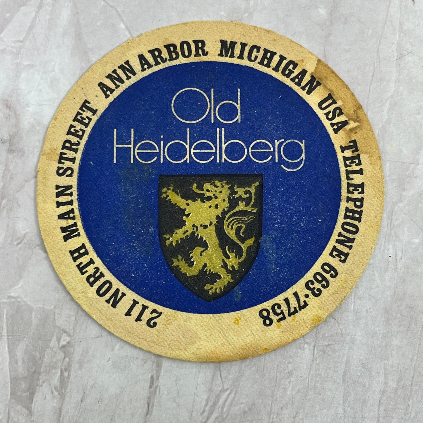 Vintage Old Heidelberg Ann Arbor Michigan German Beer Coaster TJ5-CO1