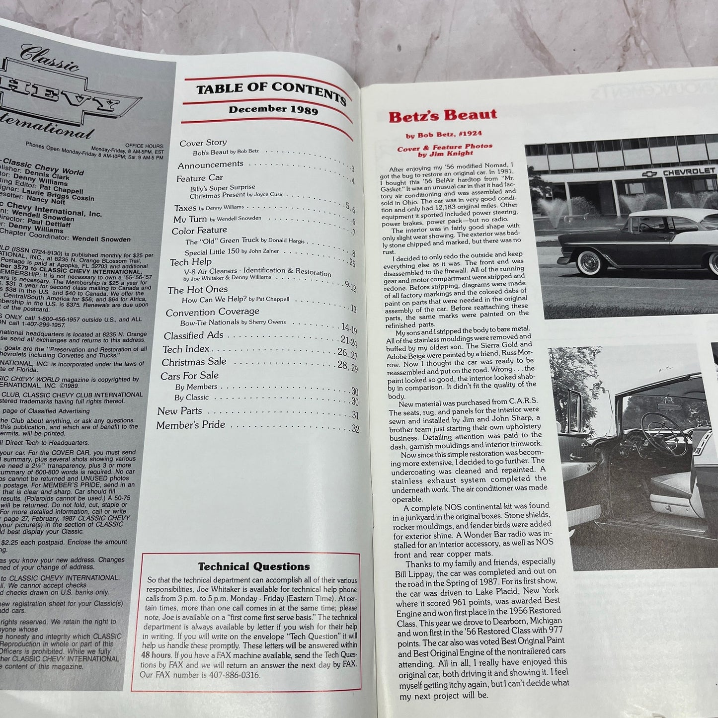 V-8 Air Cleaners - '55, '56, '57 Classic Chevy World Magazine - Dec 1989 M29