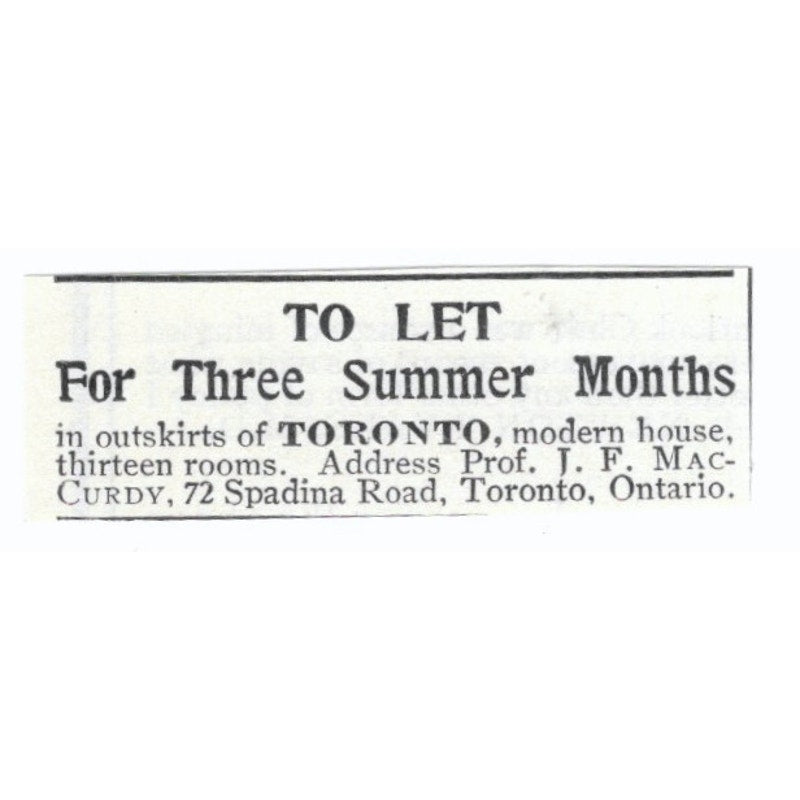 Toronto Summer Homes J.F. MacCurdy Ontario Canada 1903 Magazine Ad AF7-SS3