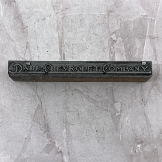 Retro Dahl Chevrolet Company Vintage Letterpress Printers Block Plate SF5