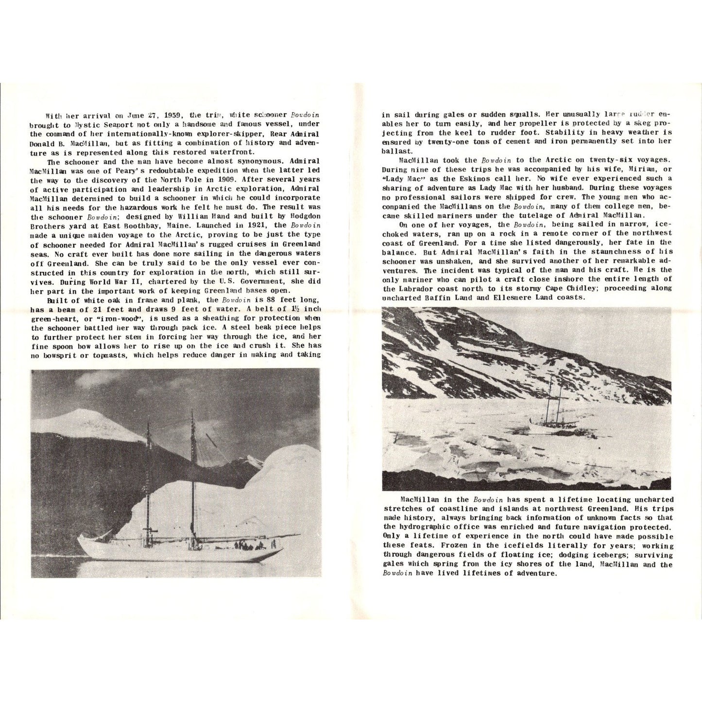 Bowdoin Mystic Seaport Mystic CT Vintage 1960s Travel Brochure SAI1-2