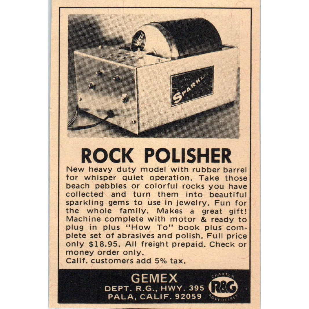 Rock Polisher Gemex Pala California 1971 Magazine Ad AD8-R9