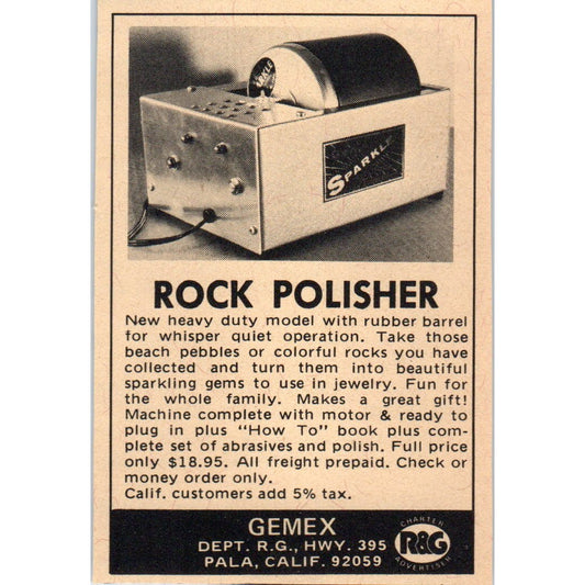 Rock Polisher Gemex Pala California 1971 Magazine Ad AD8-R9