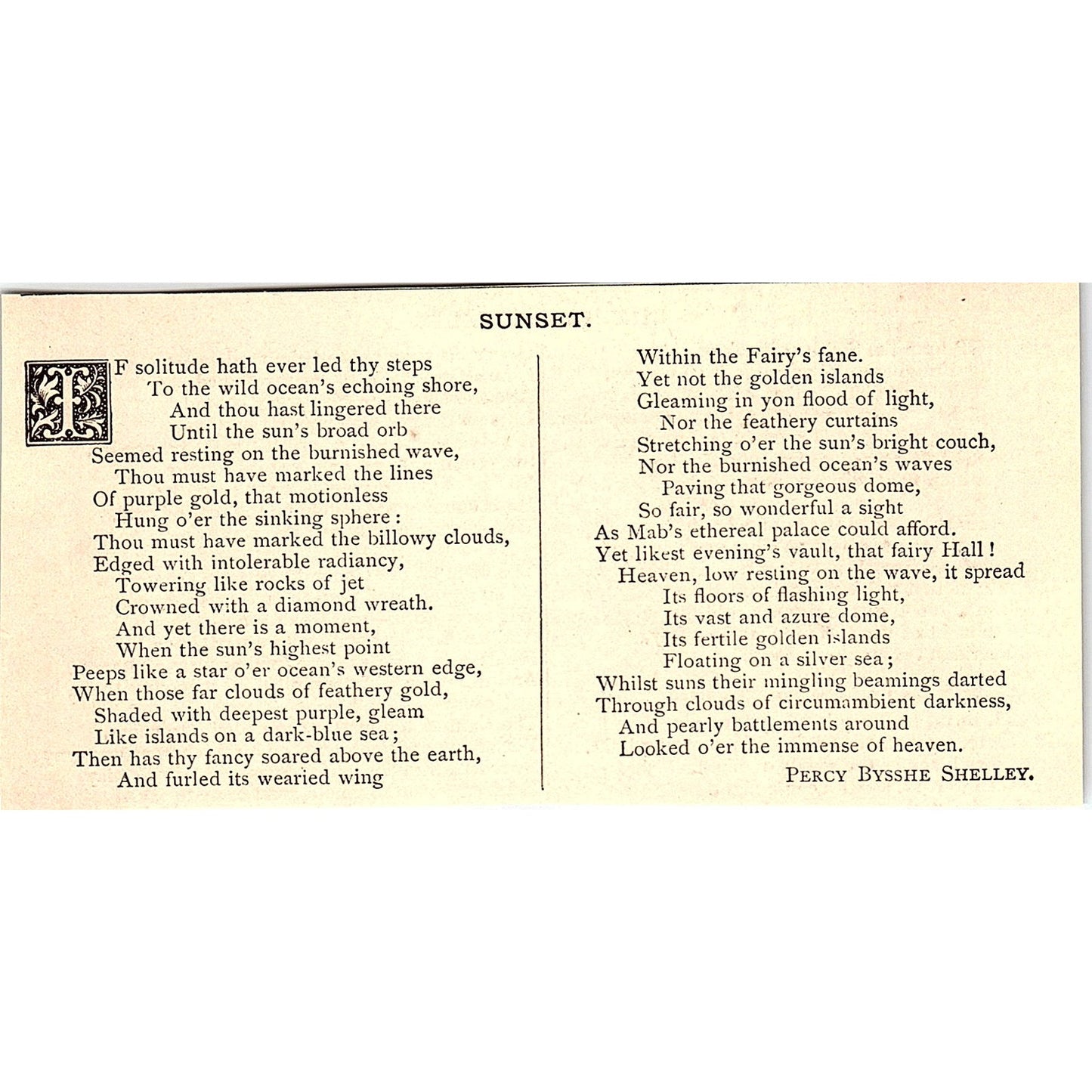 Sunset - Percy Bysshe Shelley 1884 Poem AG3-M4