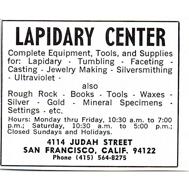 Imahashi Mfg Co Lapidary Supply Hino-Shi Tokyo Japan 1972 Ad AF8-M1