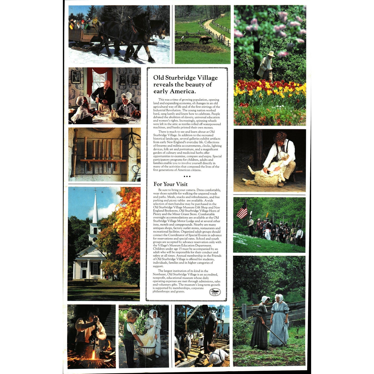 1970s Old Sturbridge Village MA Fold Out Travel Guide V1-1