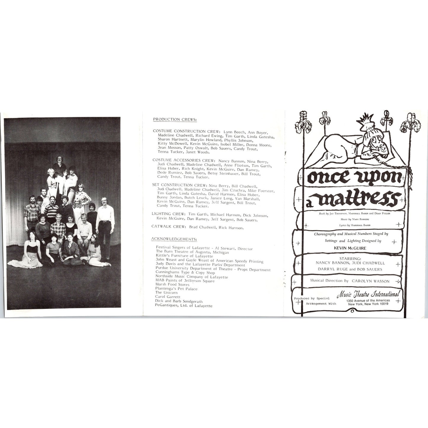 Once Upon a Mattress Civic Theatre of Lafayette Monon Depot 1983 Program AH9-1