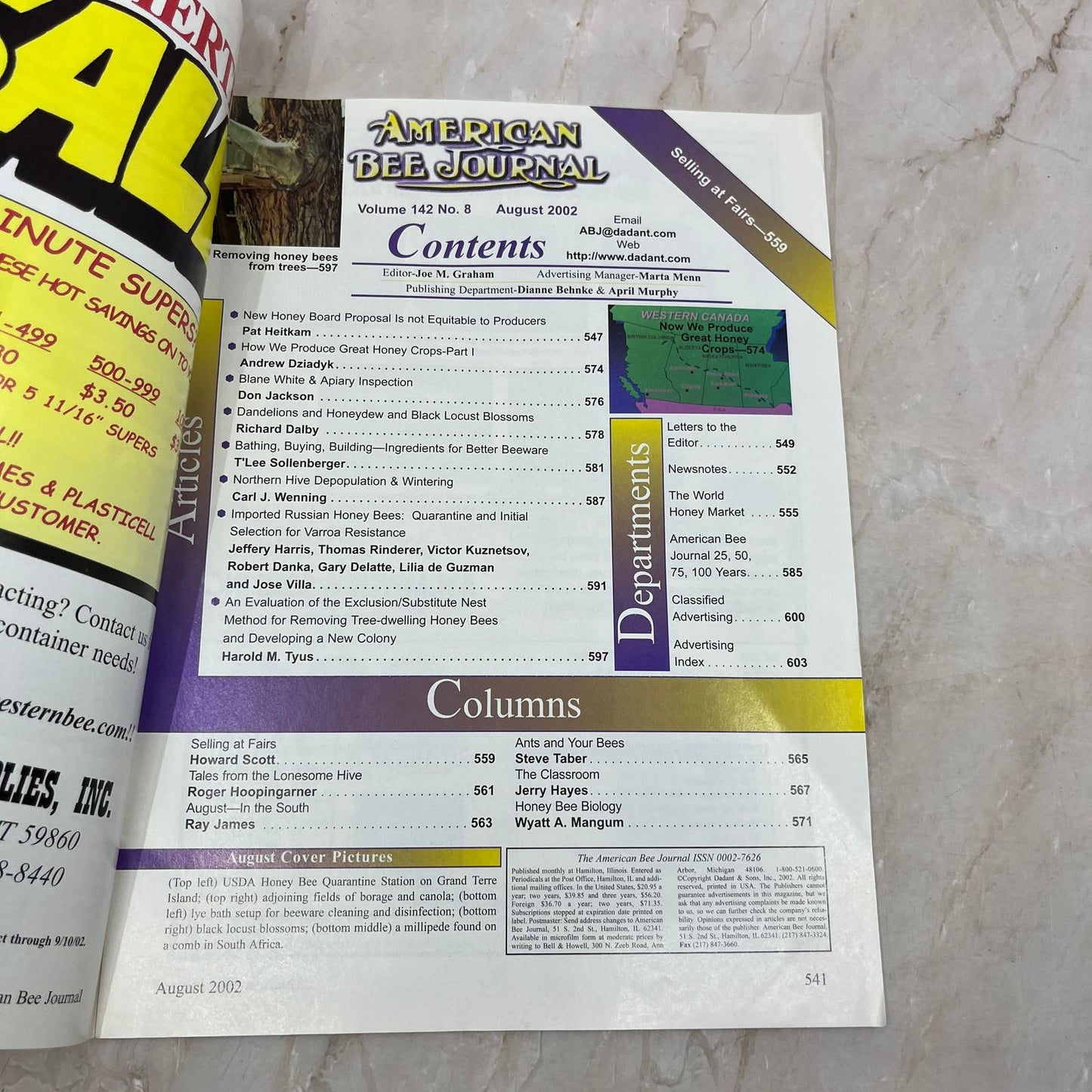 2002 Aug American Bee Journal Magazine Bees Beekeeping Honey M7