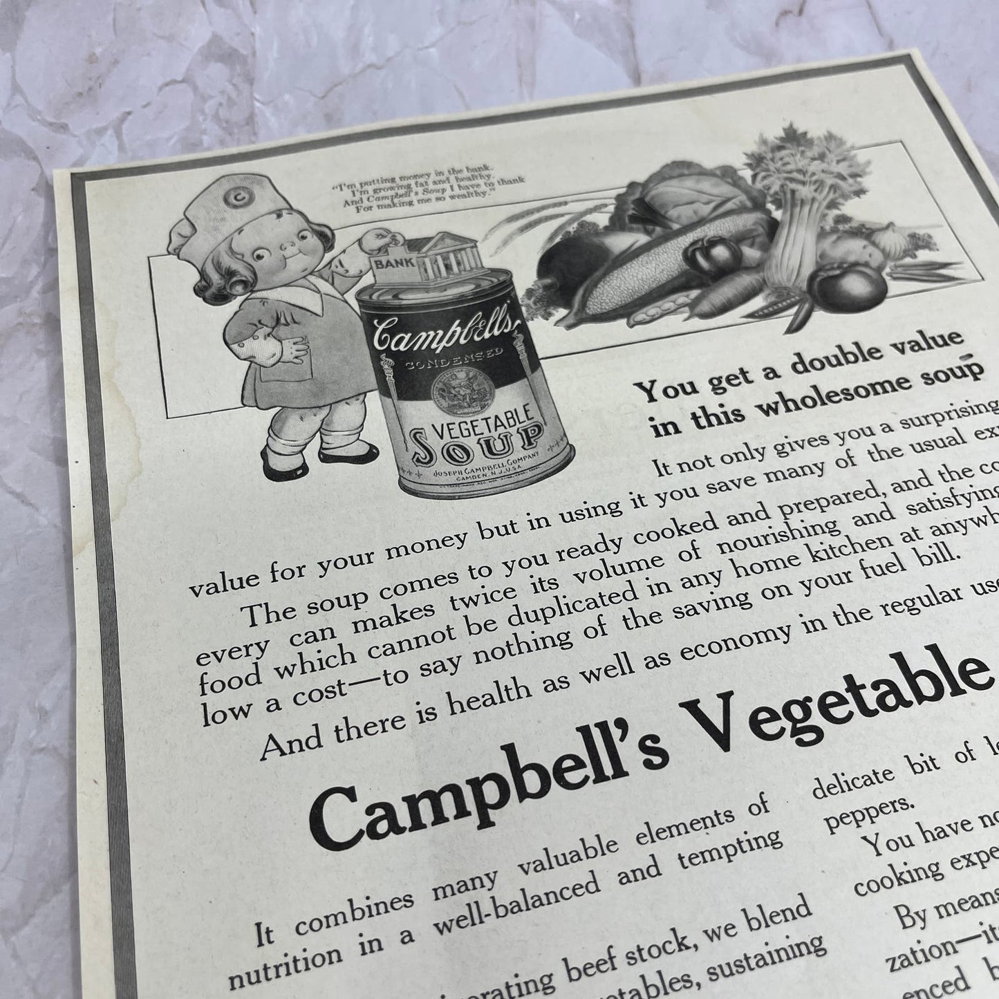 Campbell's Vegetable Soup 1918 Magazine Ad FL6-10