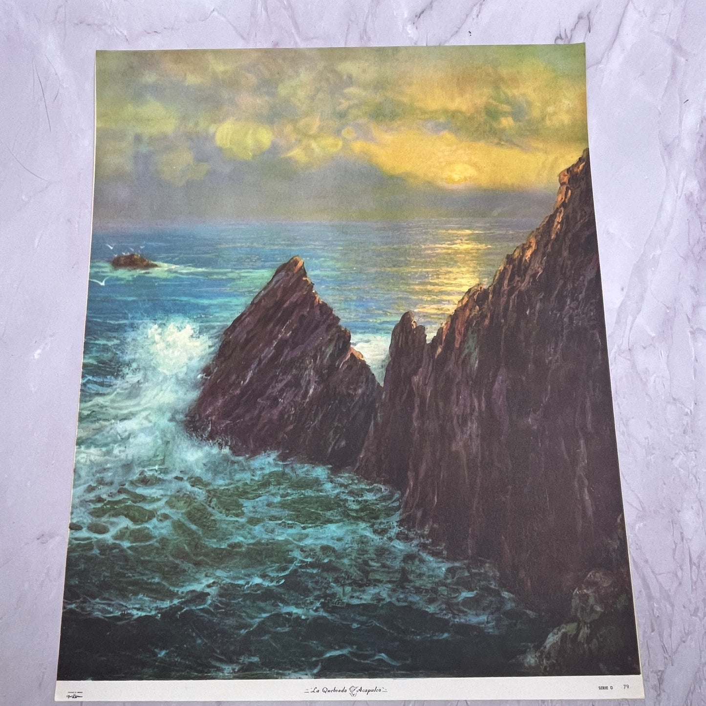 Retro Kitsch Mexican Art Print La Quebrada Acapulco Vintage 12x14 V17