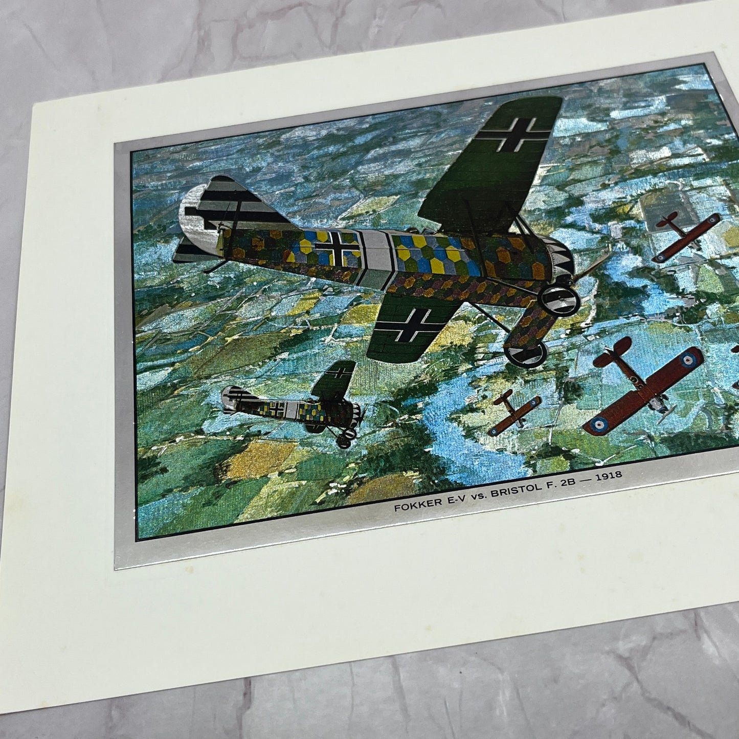 Fokker E-V Vs. Bristol F 2B-1918 Vintage Chromatic Foil Etch 8x10" V19