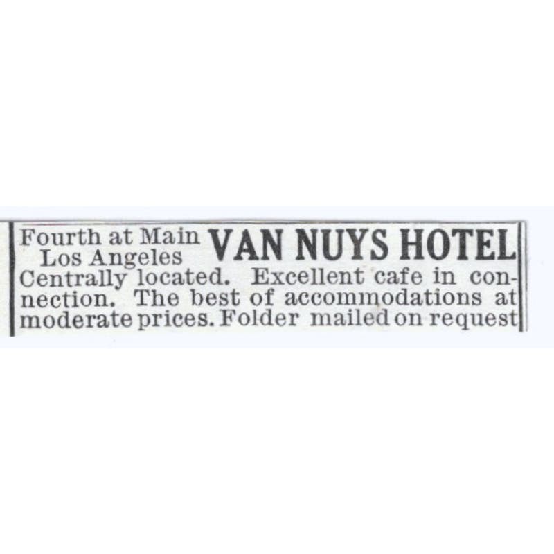 Van Nuys Hotel Los Angeles Ca c1918 Original Advertisement AE5-SV6
