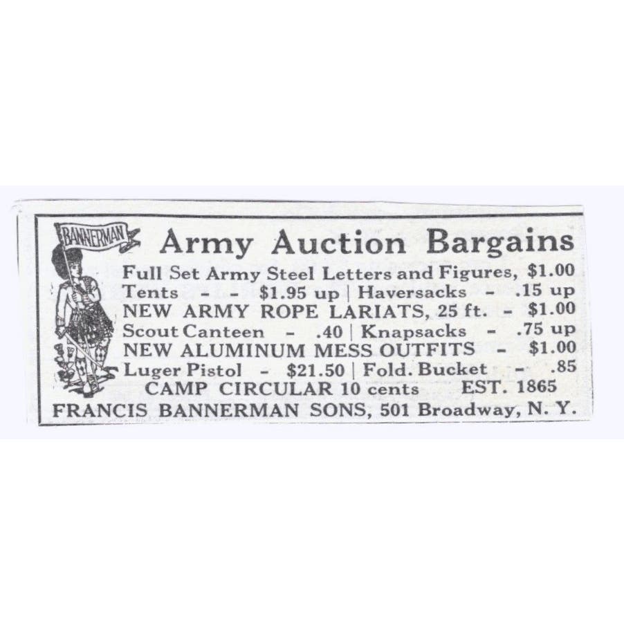 Francis Bannerman Sons NY Army Auctions c1918 Original Advertisement AE5-SA2