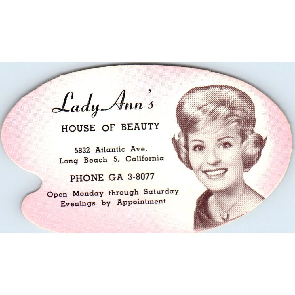 Lady Ann's House of Beauty Long Beach CA Vintage Business Card SD8-B11