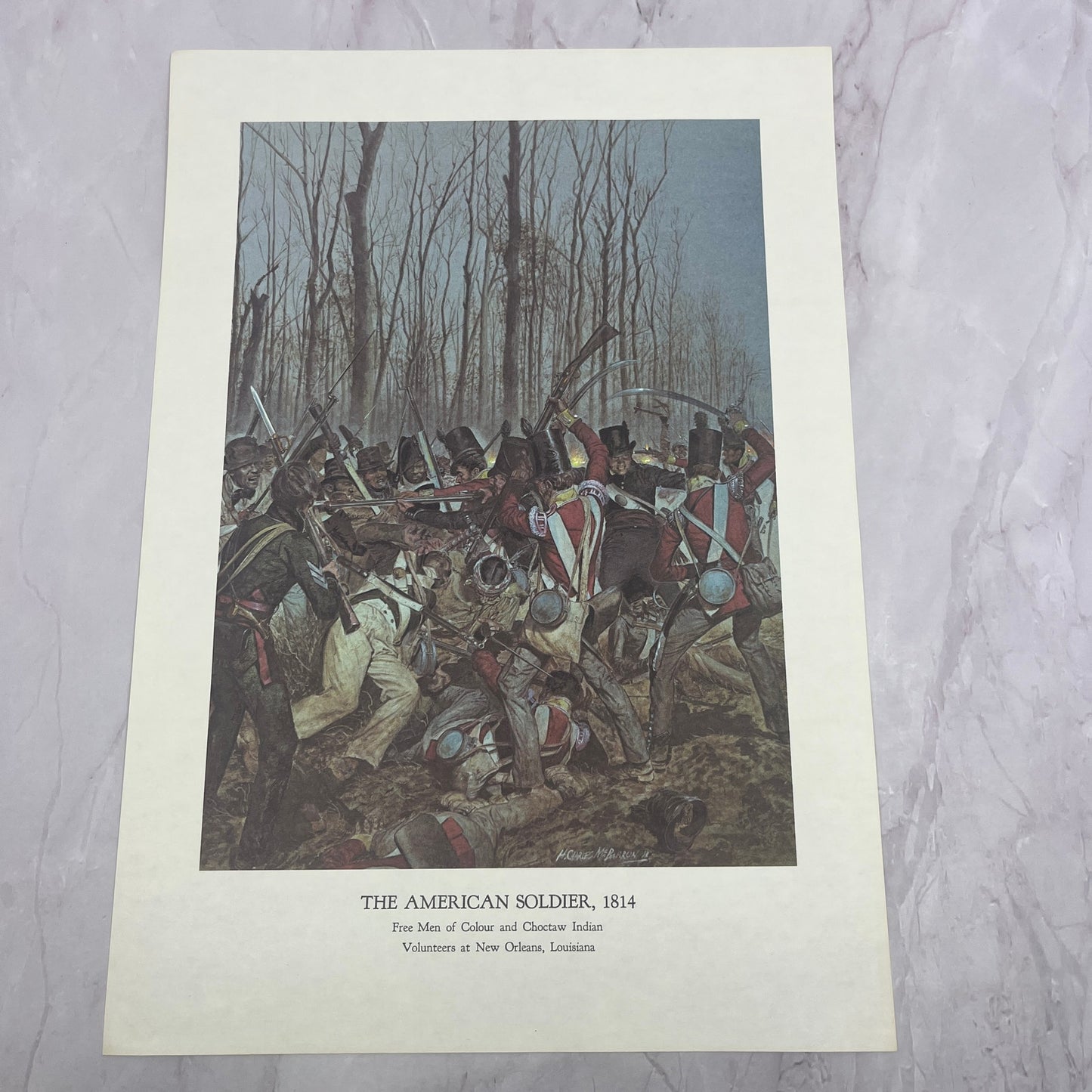 1814 Free Men of Color & Choctaw Indian Volunteers New Orleans 1965 Print V14-4
