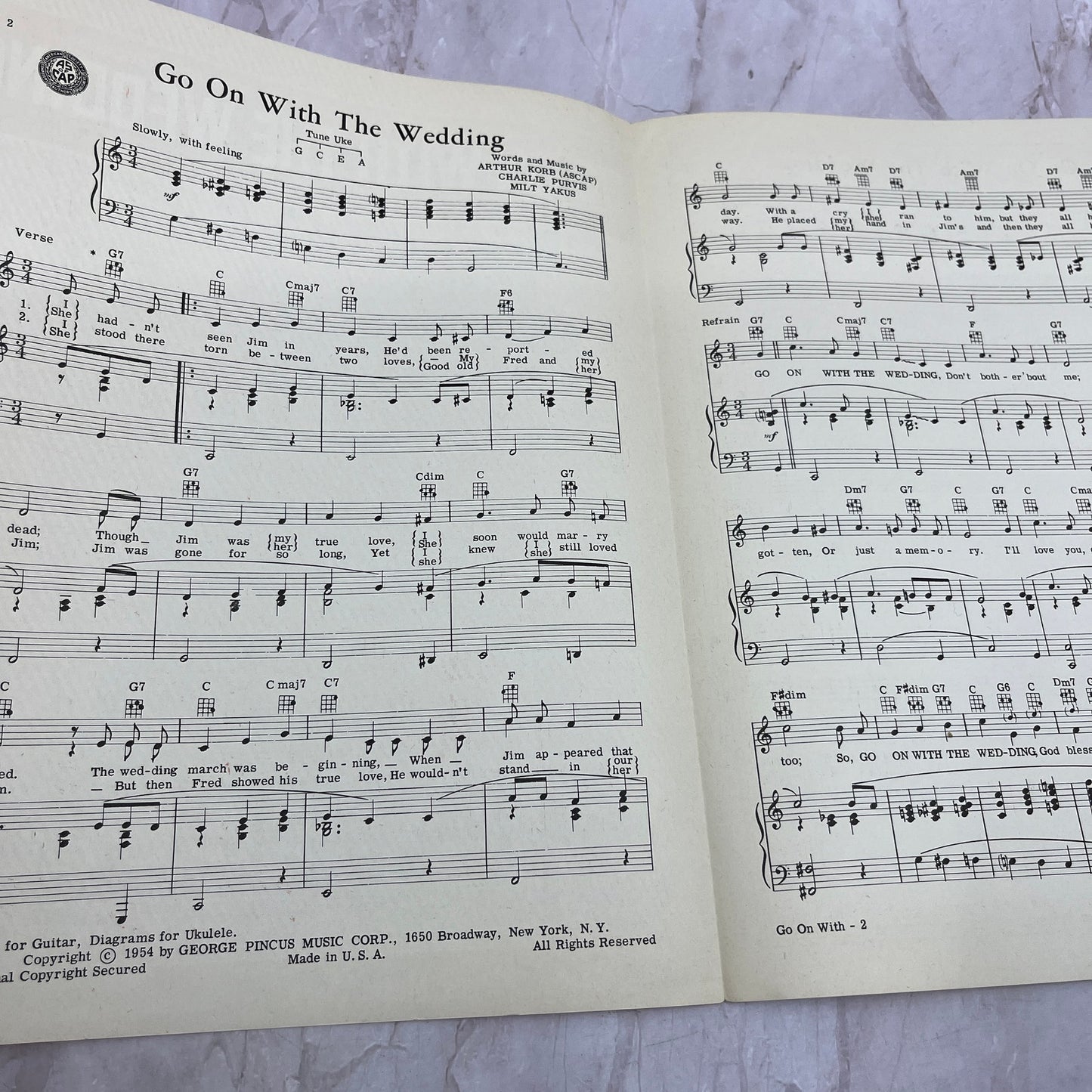 Go On With the Wedding Patti Page Korb Purvis Yakus Antique Sheet Music Ti5