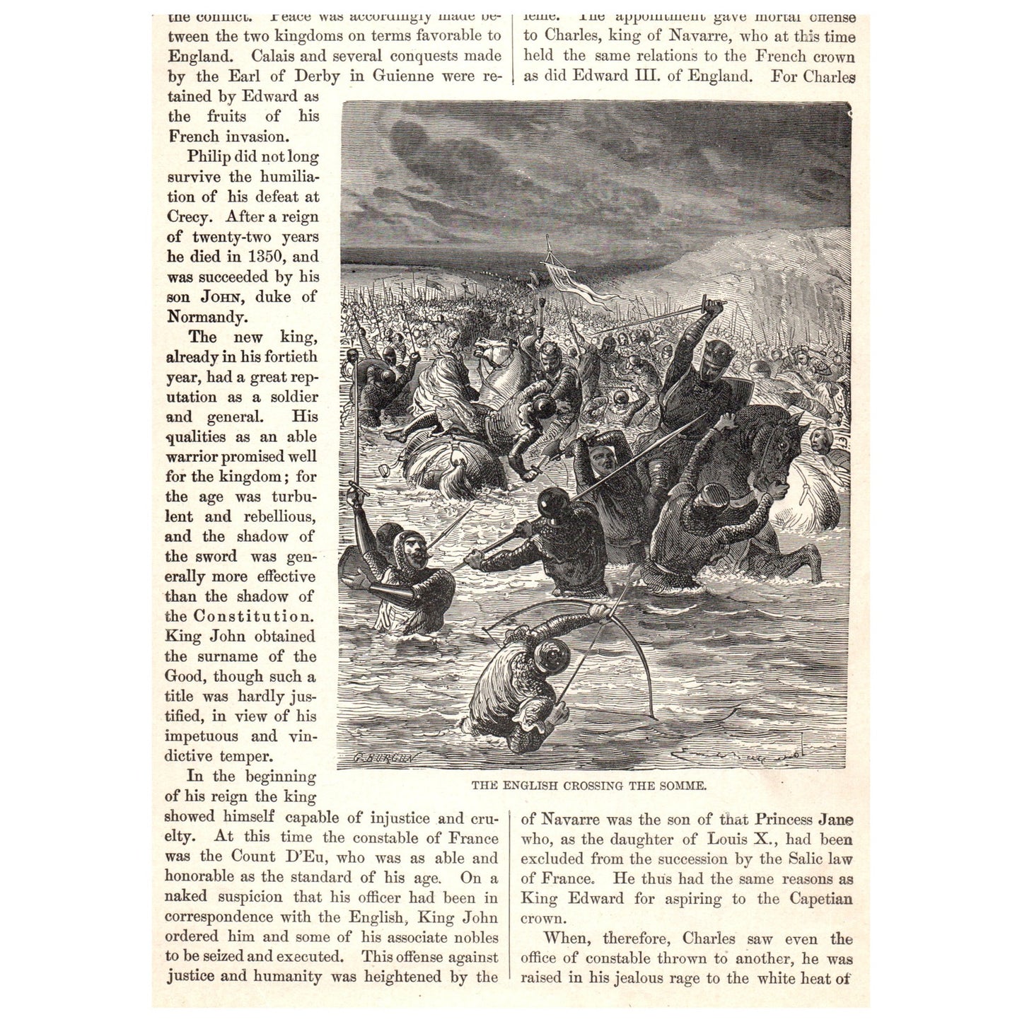 Battle of Crecy A. De Neuville 1911 Engraving Print AF5-11