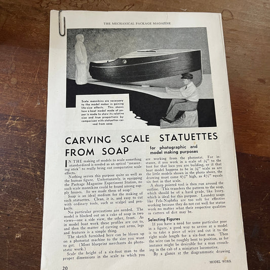 Carving Scale Statues From Soap for Photo & Modeling 2 Pages 1931 Article AG1-13