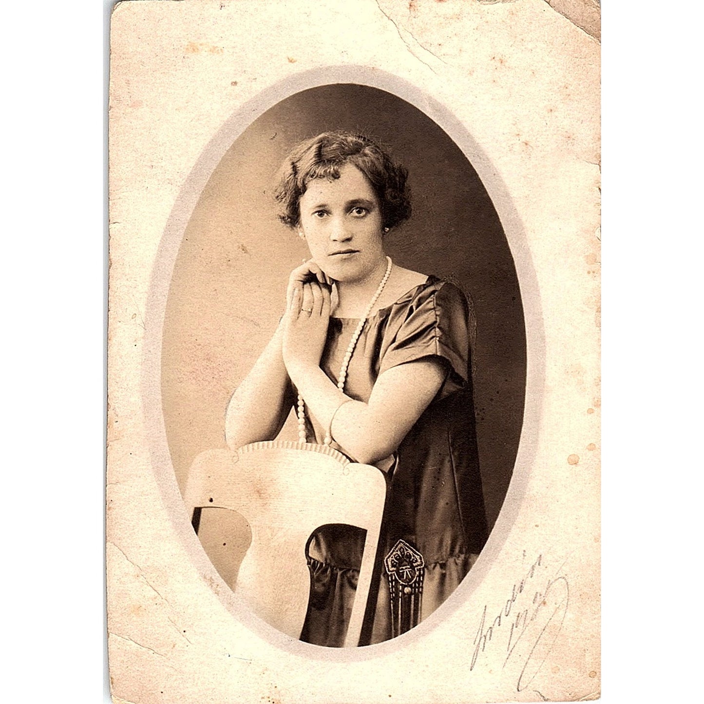 c1920 Portrait of a Young Lady Real Photo RPPC Blank Back Antique Postcard PE1