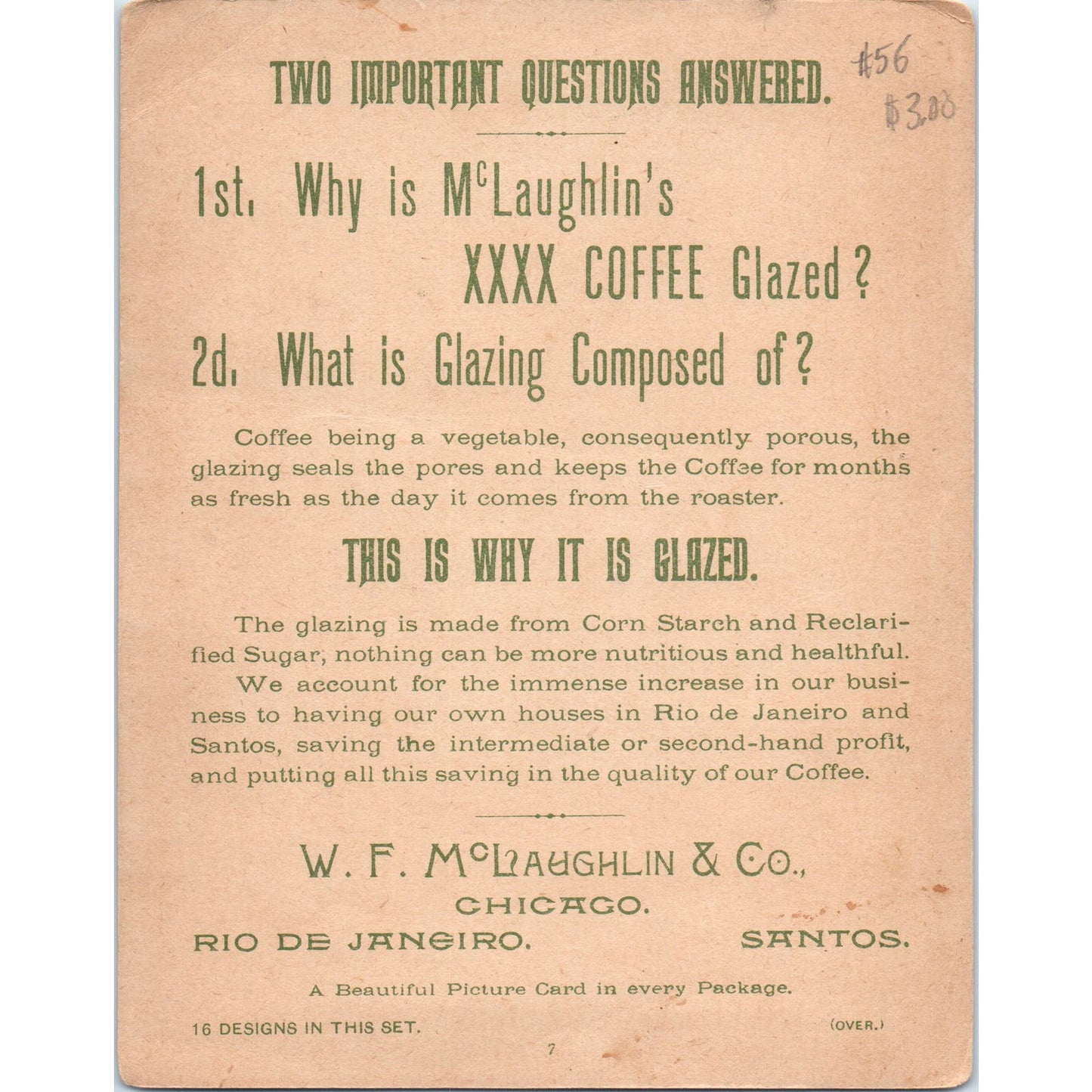 1880s Burmese Boxmakers McLaughlin's Coffee Large Victorian Trade Card AE9-LT
