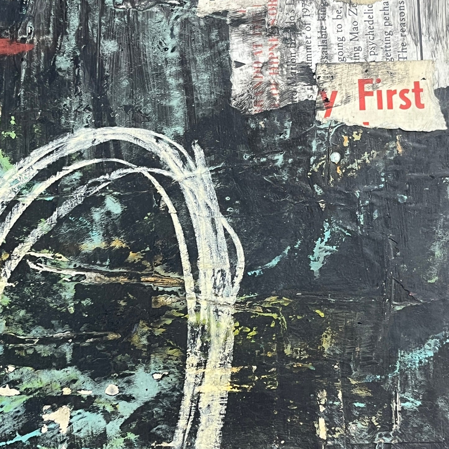 Original Grunge Minimalist Modern Art Collage Painting 8.5x11 "Maquette" Signed