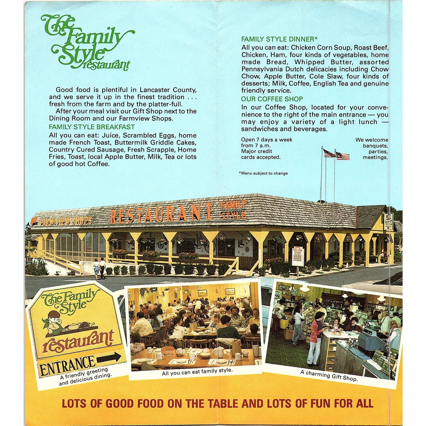 The Family Style Restaurant Lancaster PA Travel Brochure TH2-OP5