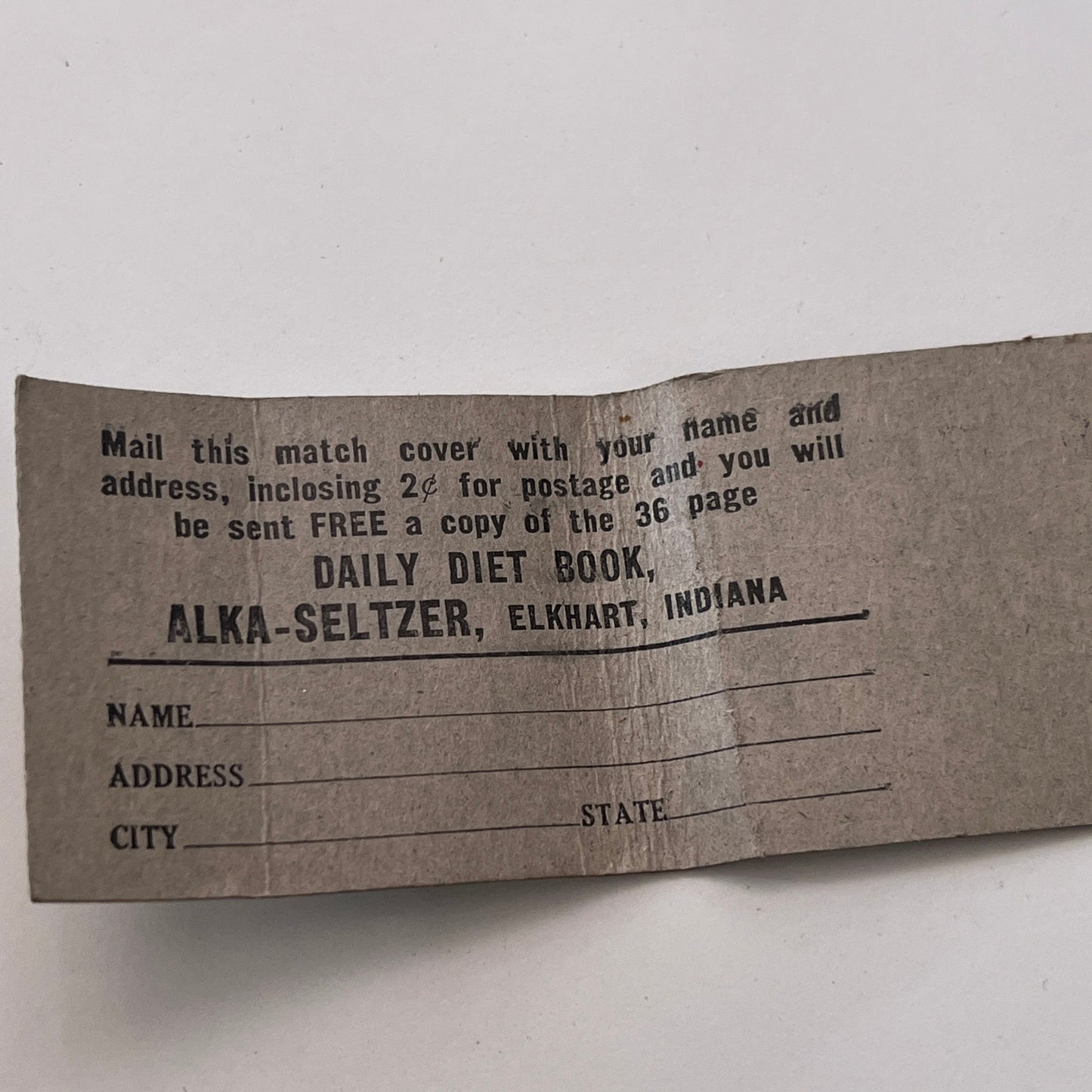 Alka-Seltzer Merry Christmas Elkhart Indiana Vintage Matchbook Cover TB8-MB-11