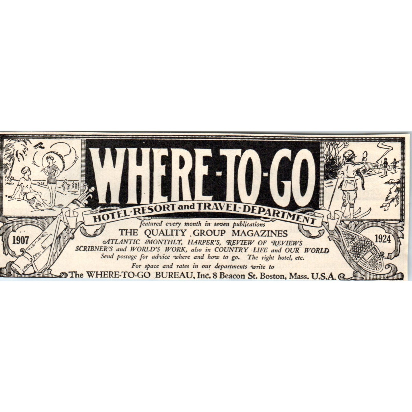 Way-To-Go Travel Bureau Boston MA 1924 Magazine Ad AF2-A1