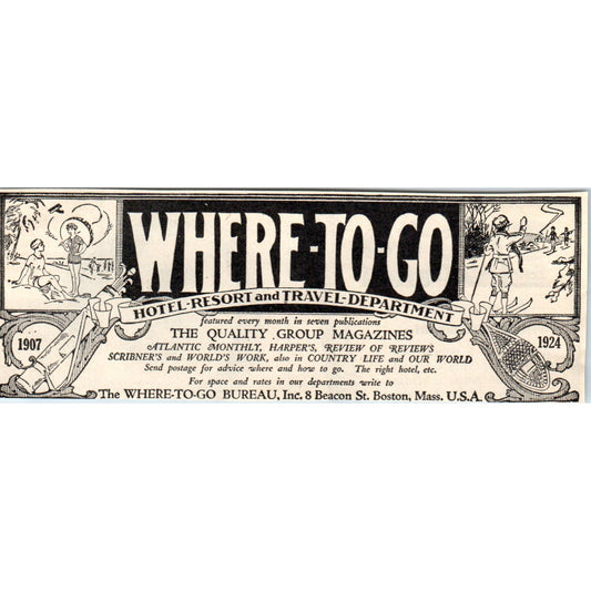 Way-To-Go Travel Bureau Boston MA 1924 Magazine Ad AF2-A1