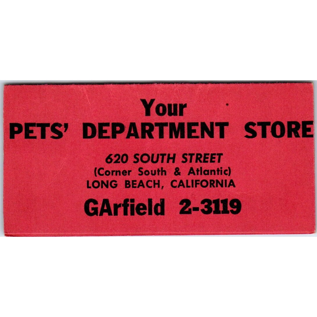 Boyd's Pet Shop 620 S. St. Long Beach CA Vintage Business Card SD8-B15