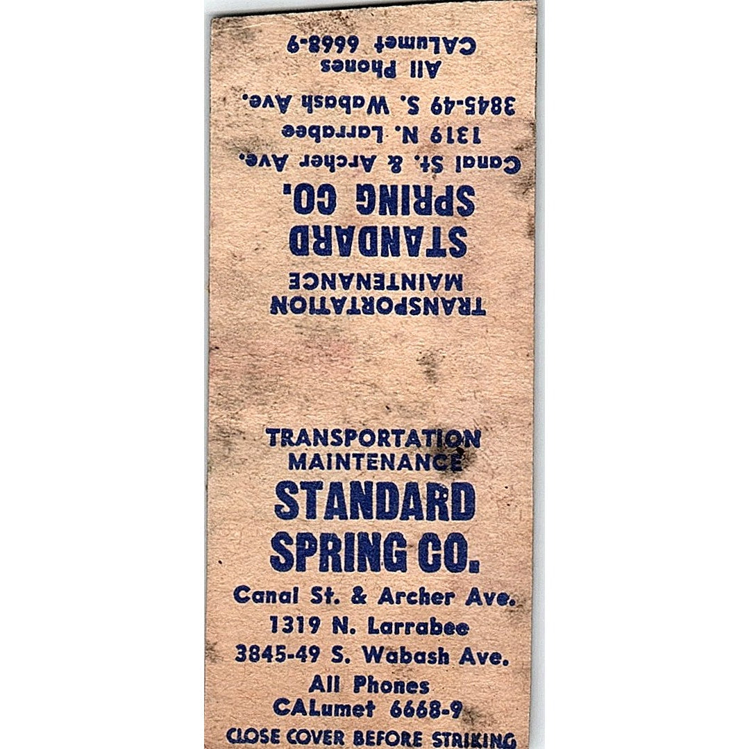 The Standard Spring Co Chicago Vintage Matchbook Cover SC7-Y9