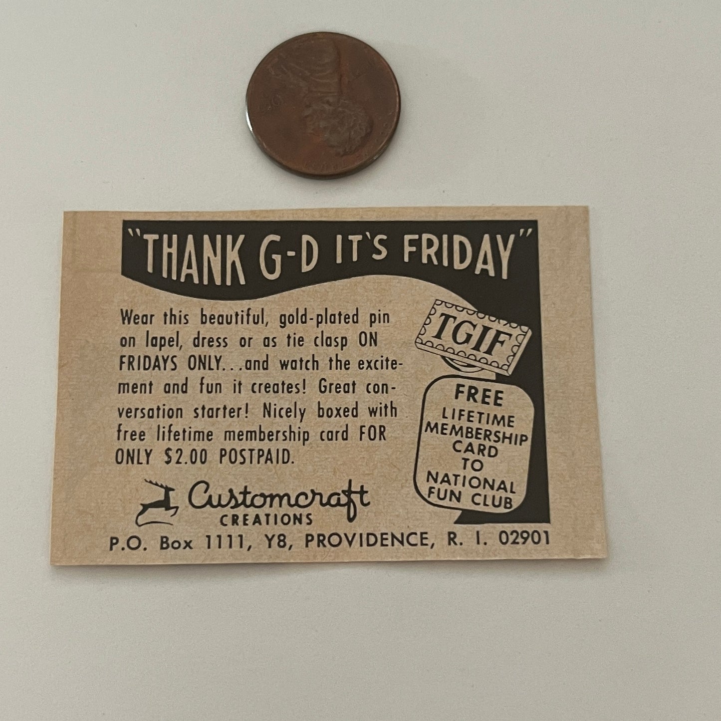 Customcraft Creations Thank G-D Providence RI 1971 Magazine Ad SAG4-S14