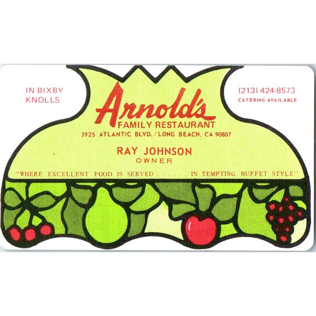 The Queen Restaurant Ray Johnson Long Beach, Arnolds Bixby Knolls Card SD8-B7