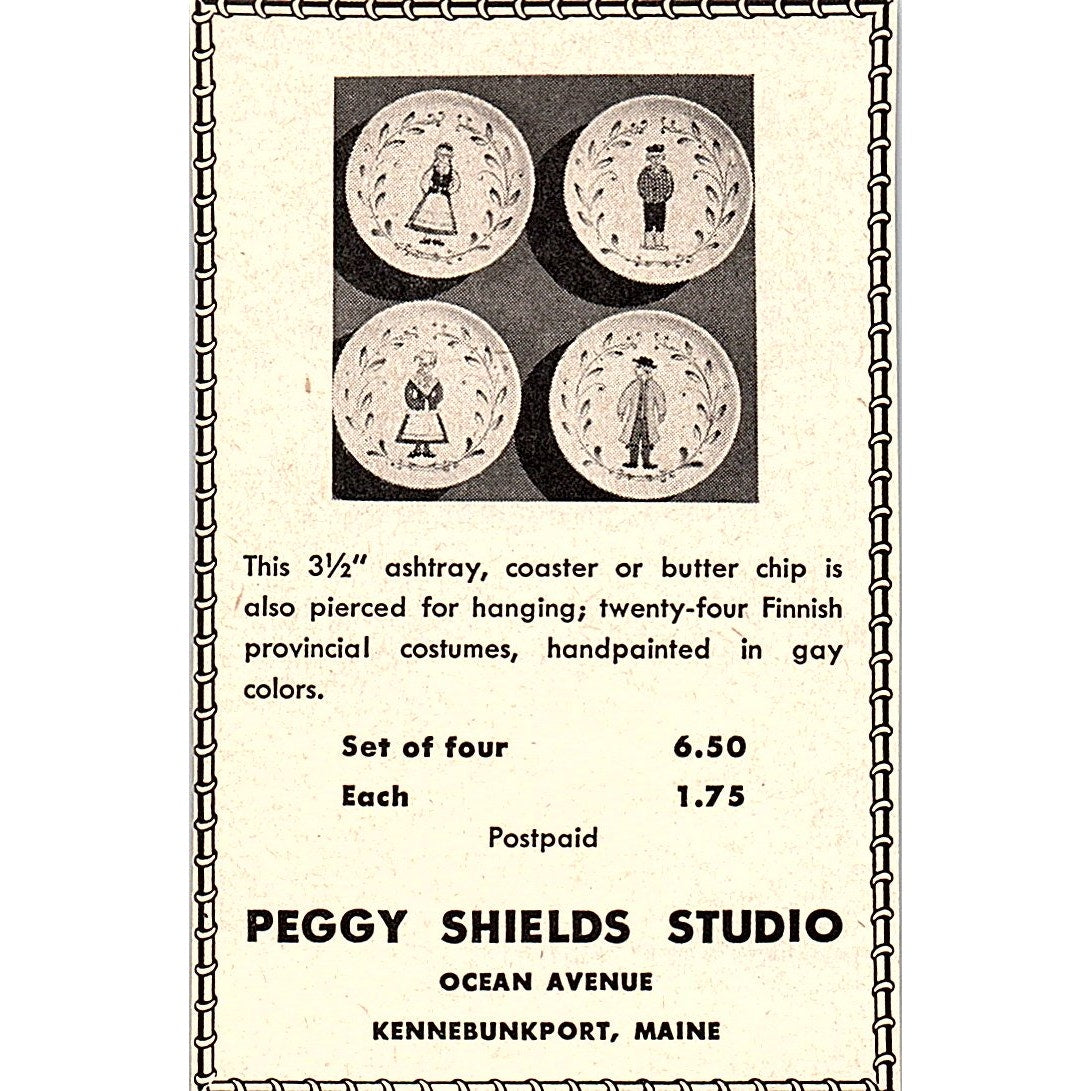 Peggy Shields Studio Ocean Ave Kennebunkport ME 1952 Yankee Magazine Ad SAG5-M3