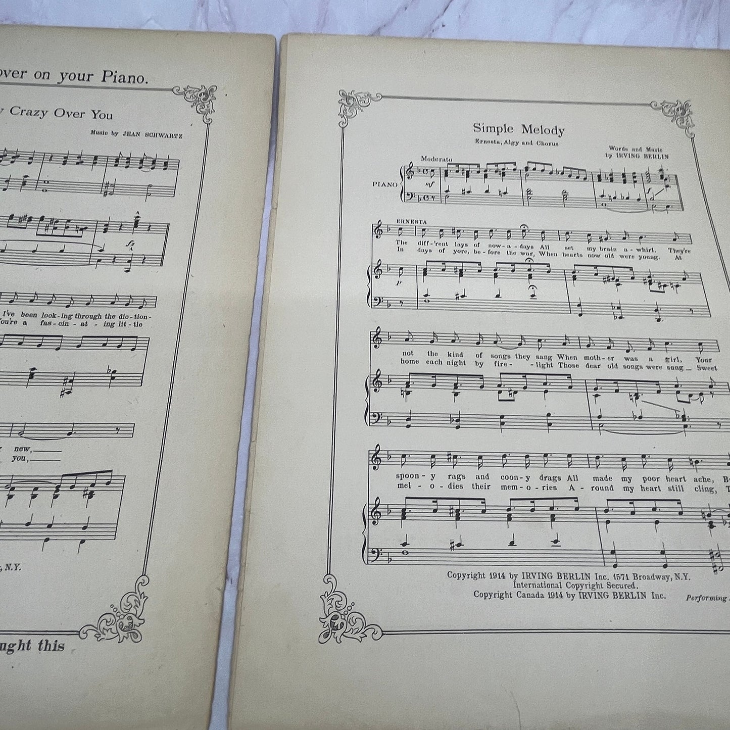 Won't You Play a Simple Melody Irving Berlin 1914 Sheet Music V16