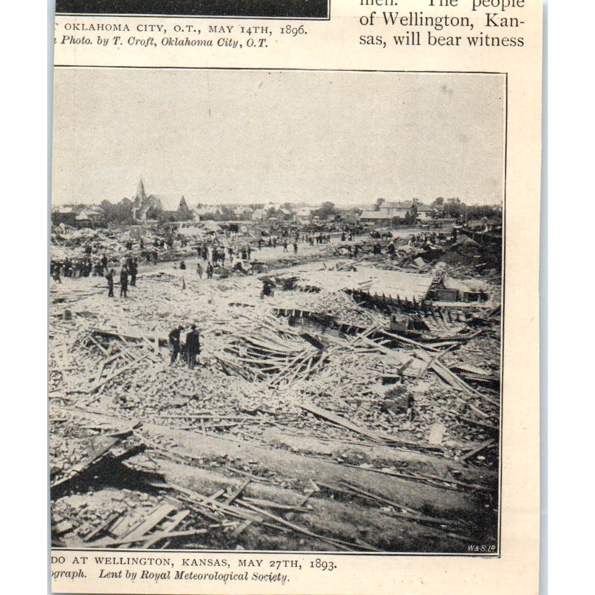 Train Wrecked in Tornado At Grinnell Iowa 1897 Victorian Photo AE9-TS6