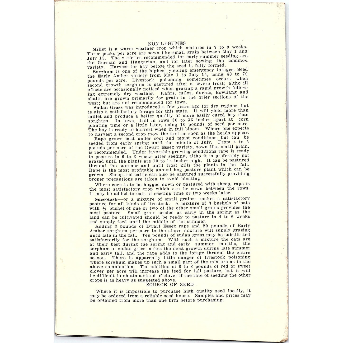 Hay and Pasture Seedings 1917 Ames Iowa Farm Bulletin TK2-XB6