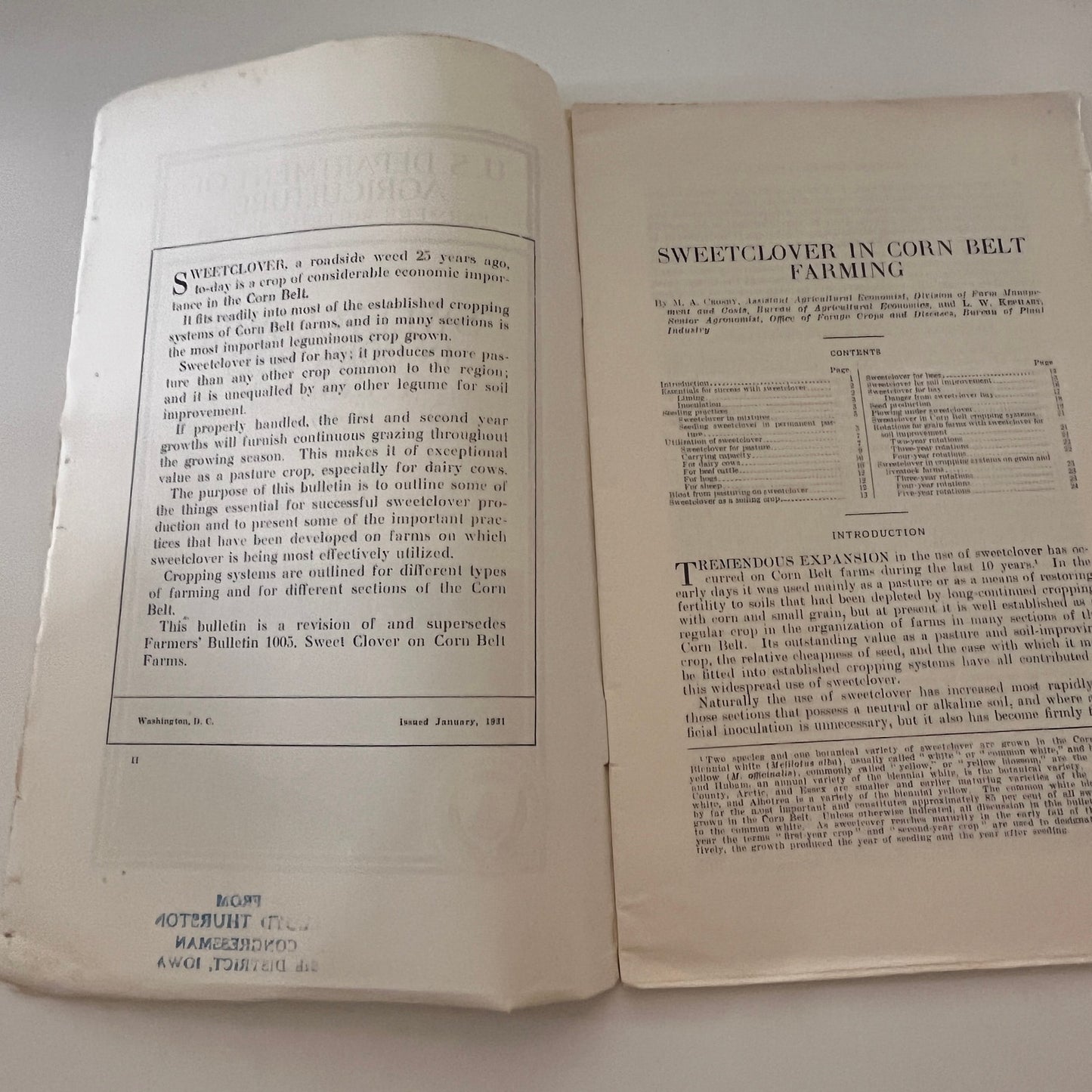 Sweet Clover in Corn Belt Farming 1931 USDA Farm Bulletin TK2-XB5