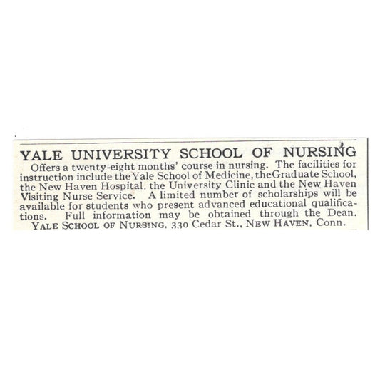 Yale University School of Nursing New Haven CT 1924 Magazine Ad AD8-O6
