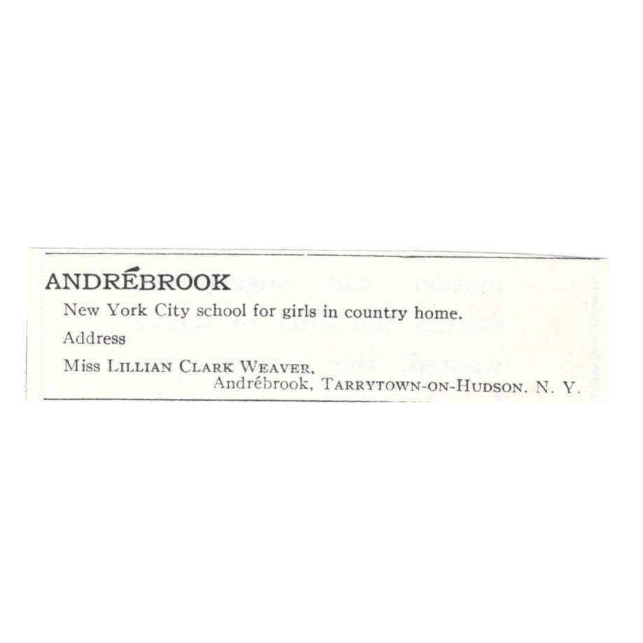Andrébrook Girls School Lillian Clark Weaver Tarrytown 1924 Magazine Ad AD8-O9