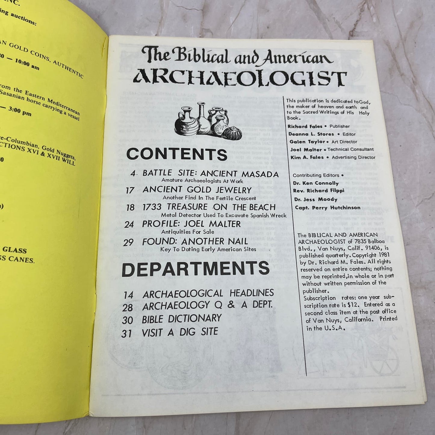 1981 Vol 1 No 1 - Biblical and American Archaeologist Magazine M11