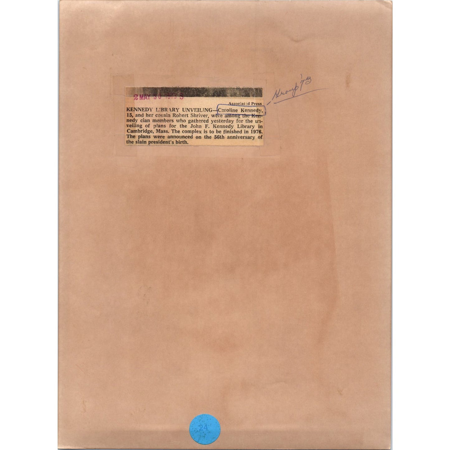 Caroline Kennedy & Robert Shriver Library Unveiling 1973 8x10 Press Photo D1-P-2