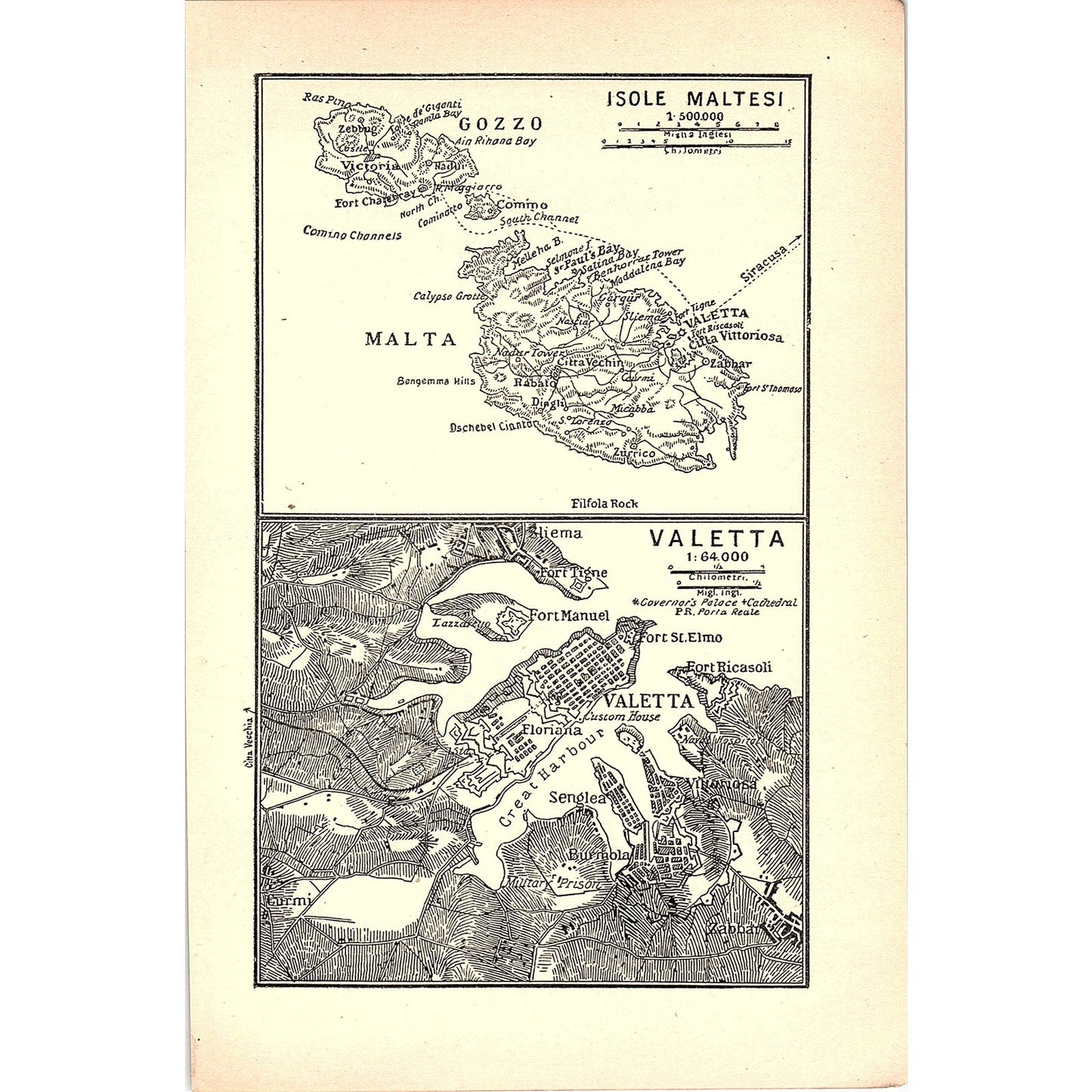 Isole Maltesi / Valetta 1905 Map SAG4-6