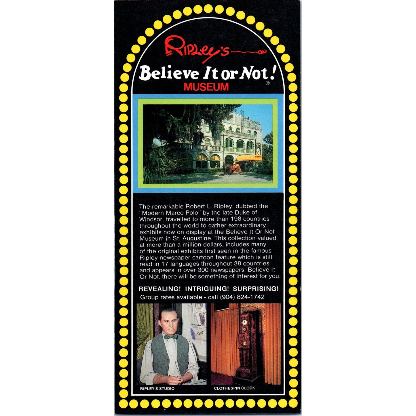 1980s Ripley's Believe It Or Not Museum St. Augustine Florida Leaflet TF4-BA